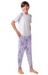 Boys purple tie-dye bamboo PJs. T-shirt with long pants