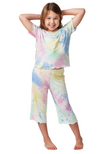Girls soft bamboo capri pyjamas - Tie Dye. Size 6-14