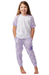 Girls purple tie-dye bamboo pyjamas. T-shirt with long pants