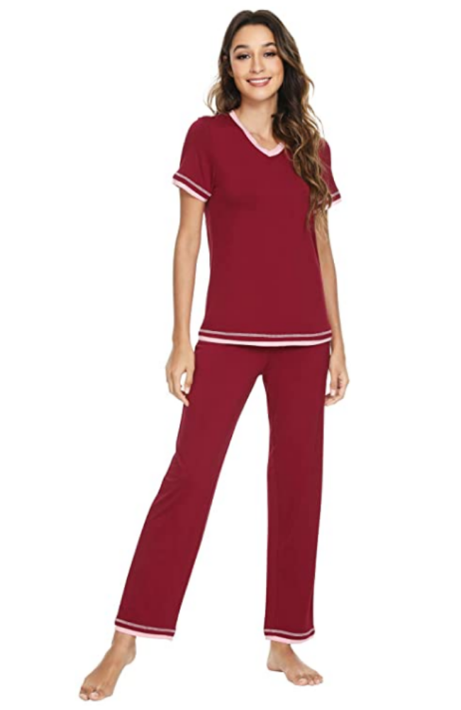 Ladies wine pajamas hot sale