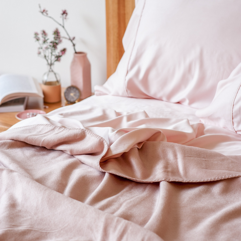 Luxury pink organic bamboo blanket