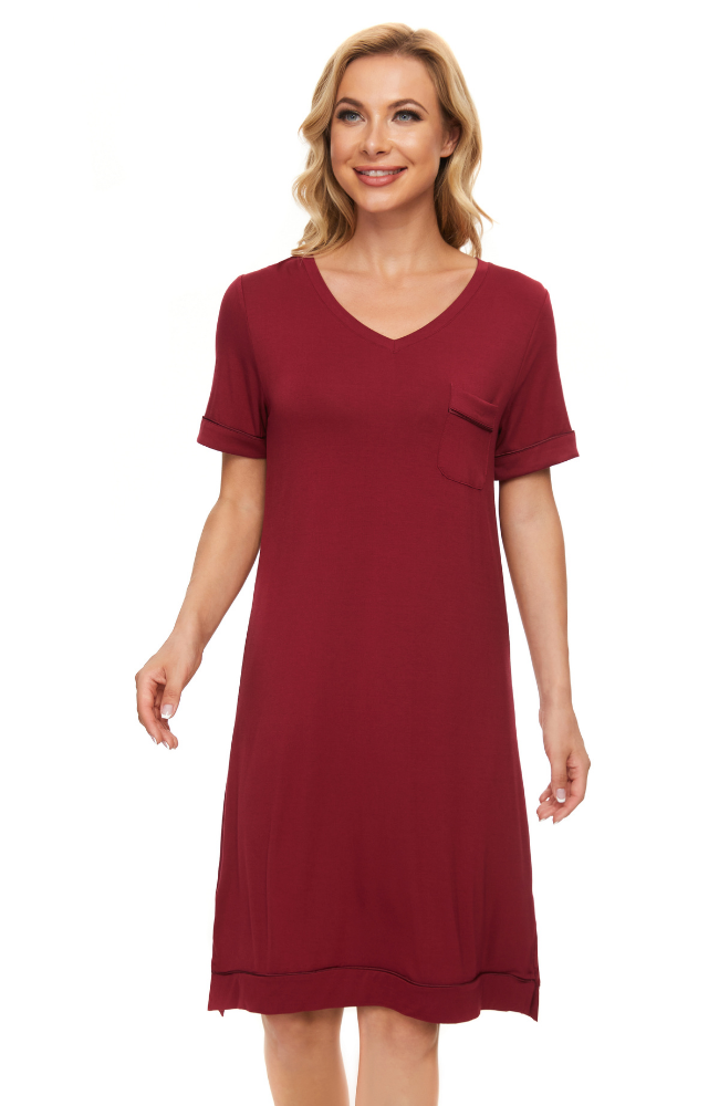 Wine Red Bamboo T-Shirt Nightie.