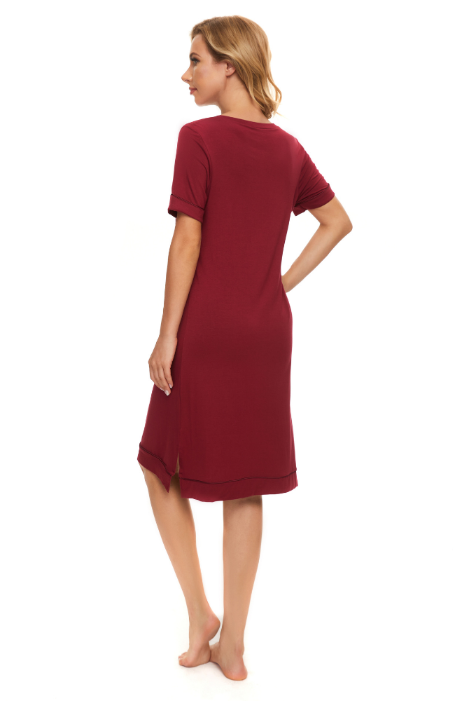 Red Bamboo T-Shirt Nightie - Back