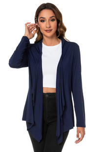 Soft Bamboo Waterfall Cardigan - Navy S-4XL