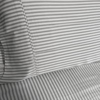 Soft Grey & White Stripe Bamboo Quilt Cover Set. 100% Organic, Luxuriously Soft. Queen Size.