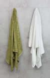 Olive and White Bamboo Bath Towels 