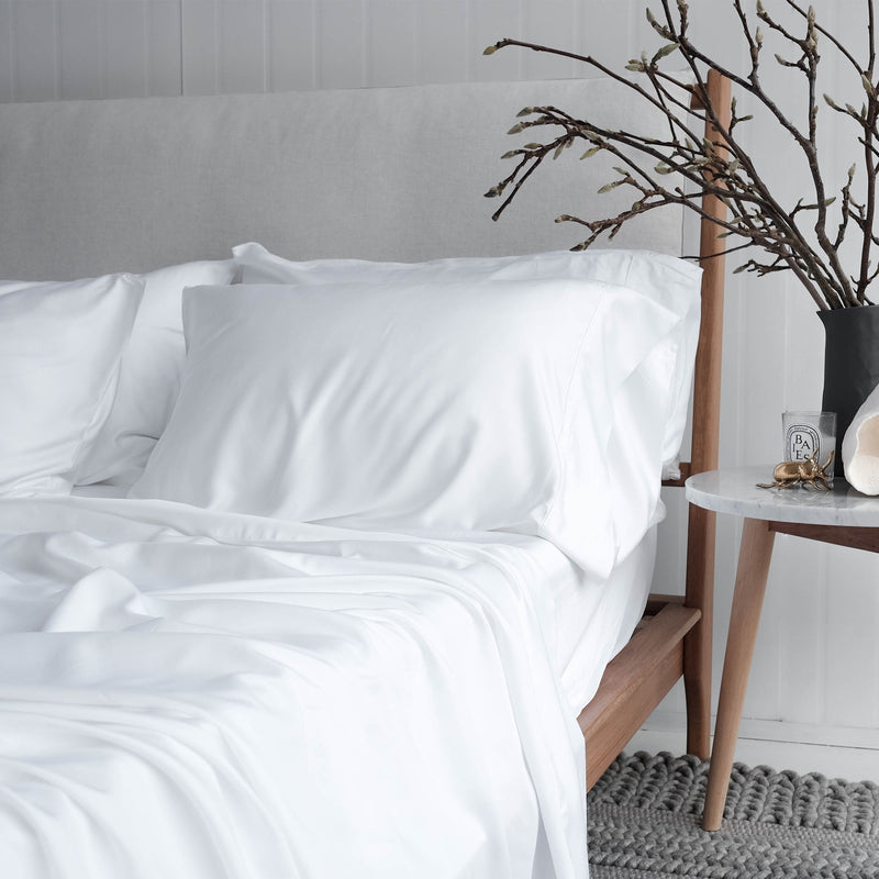 Pure White Bamboo Sheet Sets. 100% Organic, Luxuriously Soft. Super King, King, Queen, Double, King Single and Single Sizes.